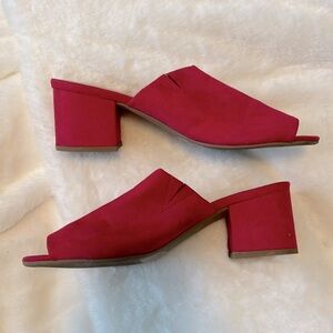 New York & Co. Red Suede Mules. US Size 7.